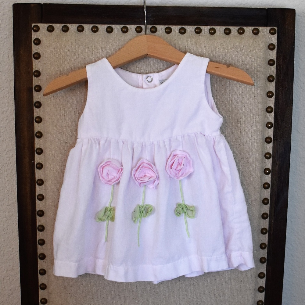 Pink Linen Tank top, Baby girl size 6-12mo